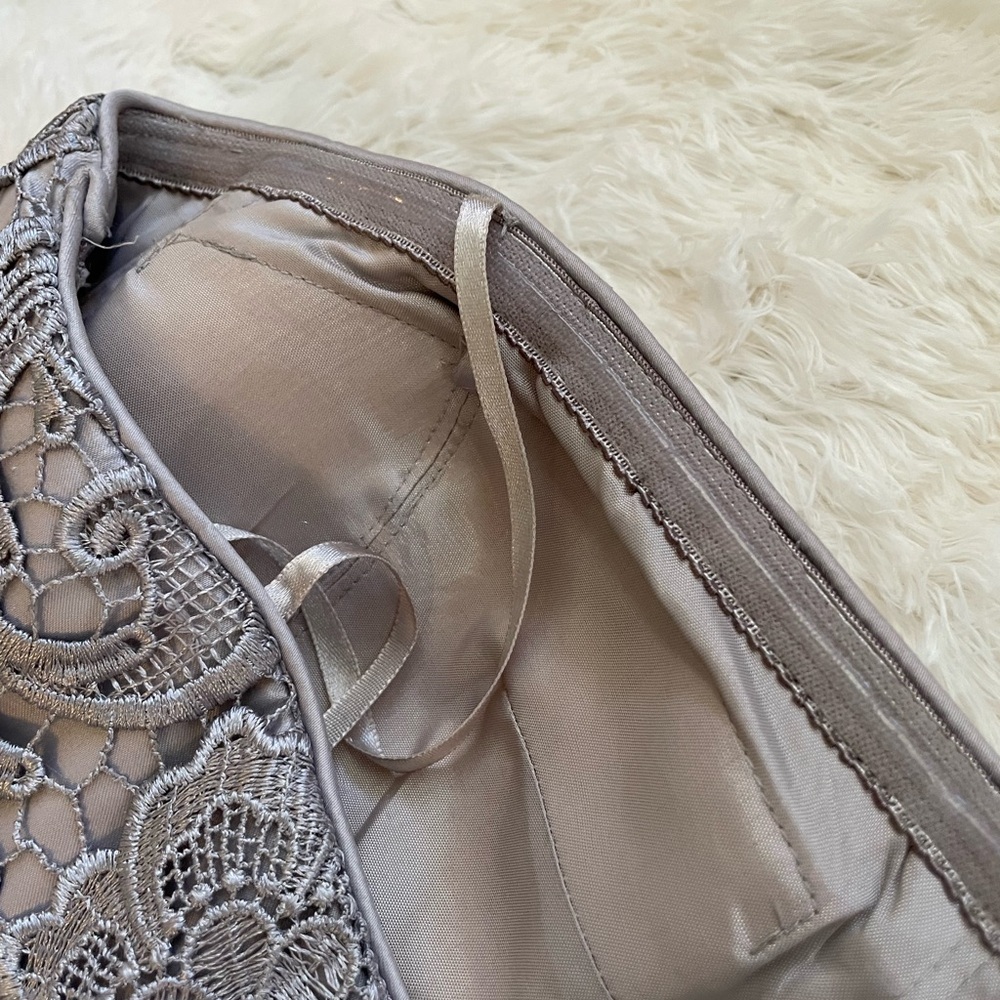 🩶New Adrianna Papell Strapless Lace Dress in Gray. Measurements in pictures. - Picture 7 of 14
